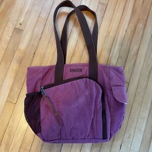 DULUTH TRADING CO. Canvas Tote Bag Organizer Zip Top Travel Dusty Mauve